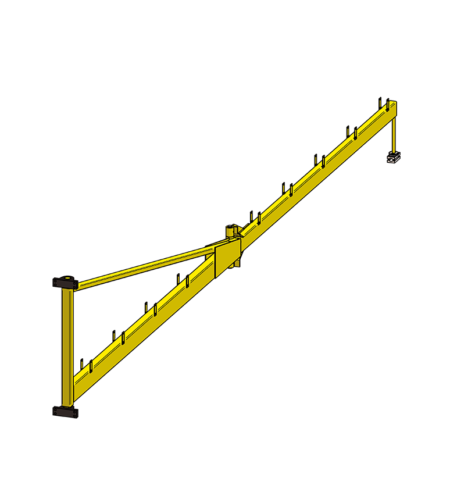 Wall mounted pivot wire feeder boom